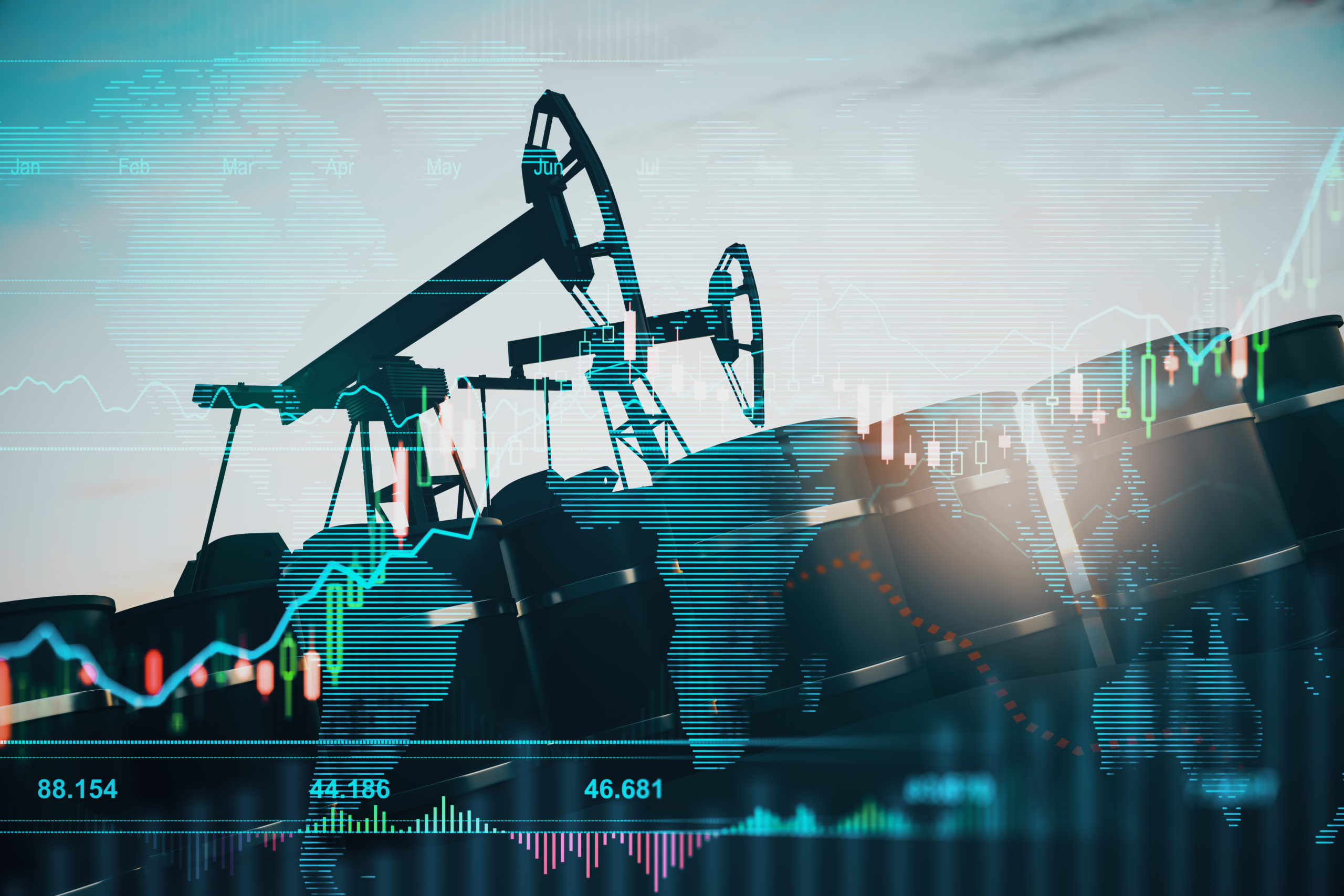 24 August Market Updates - Crude oil pumps overlayed in dark color