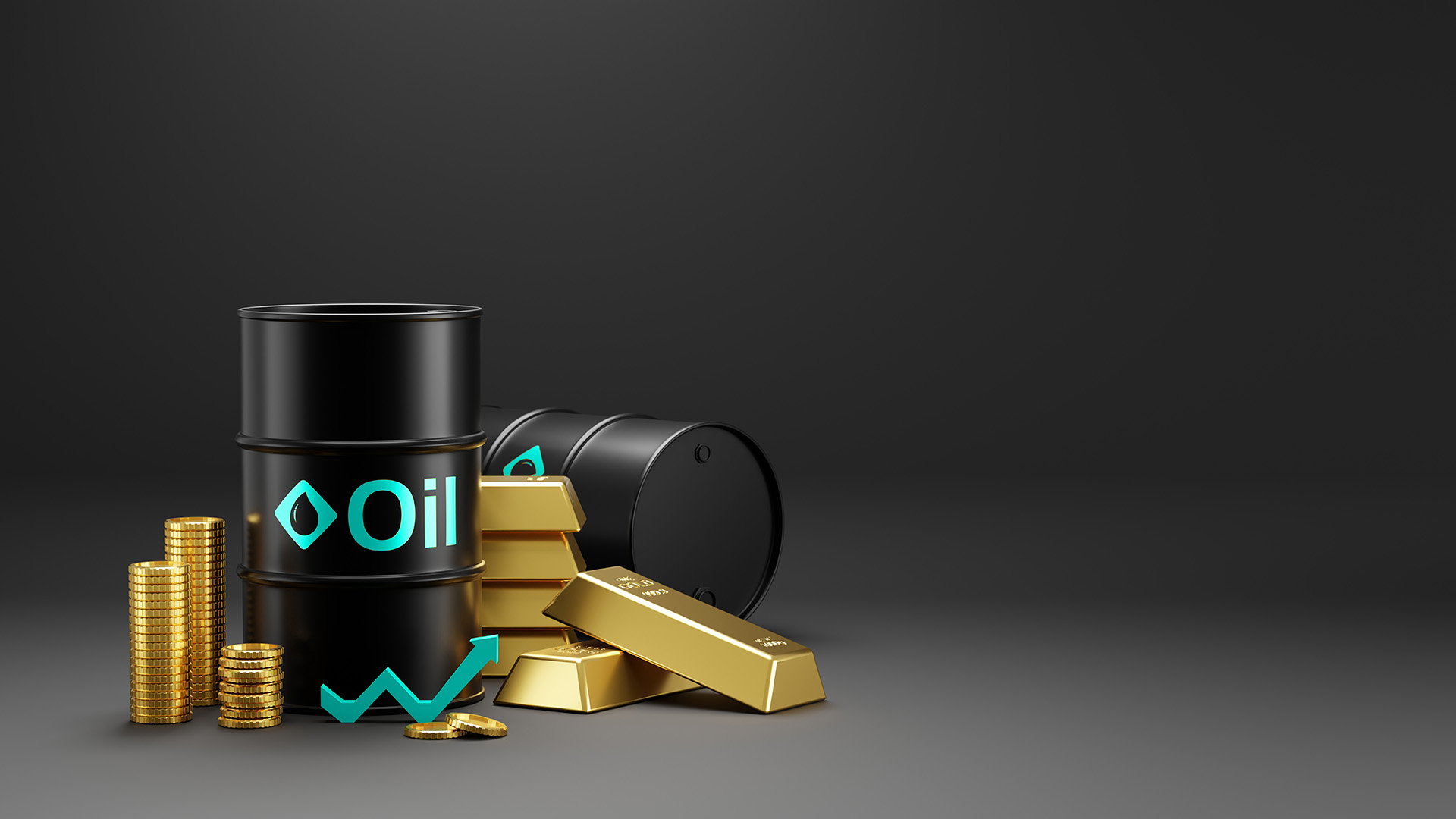 Gold bars and barrels of oil amid Crude Oil Gains on China Economy Optimism