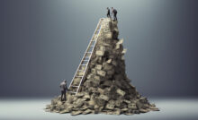 dollar bills with ladder that is rising